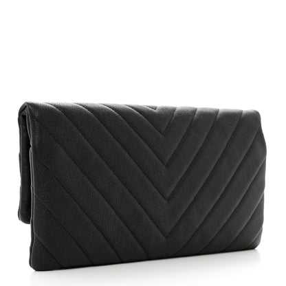 Chanel Calfskin Chevron CC Beauty Clutch Black 3 of 10