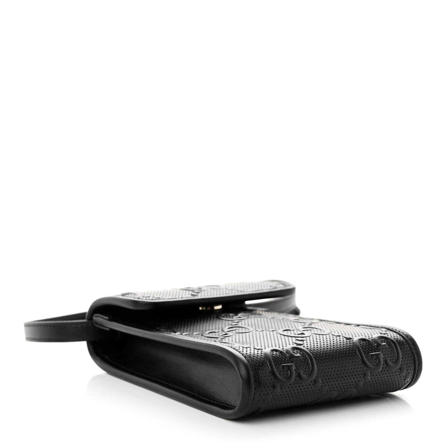Calfskin GG Tennis Embossed Mini Crossbody Bag Black