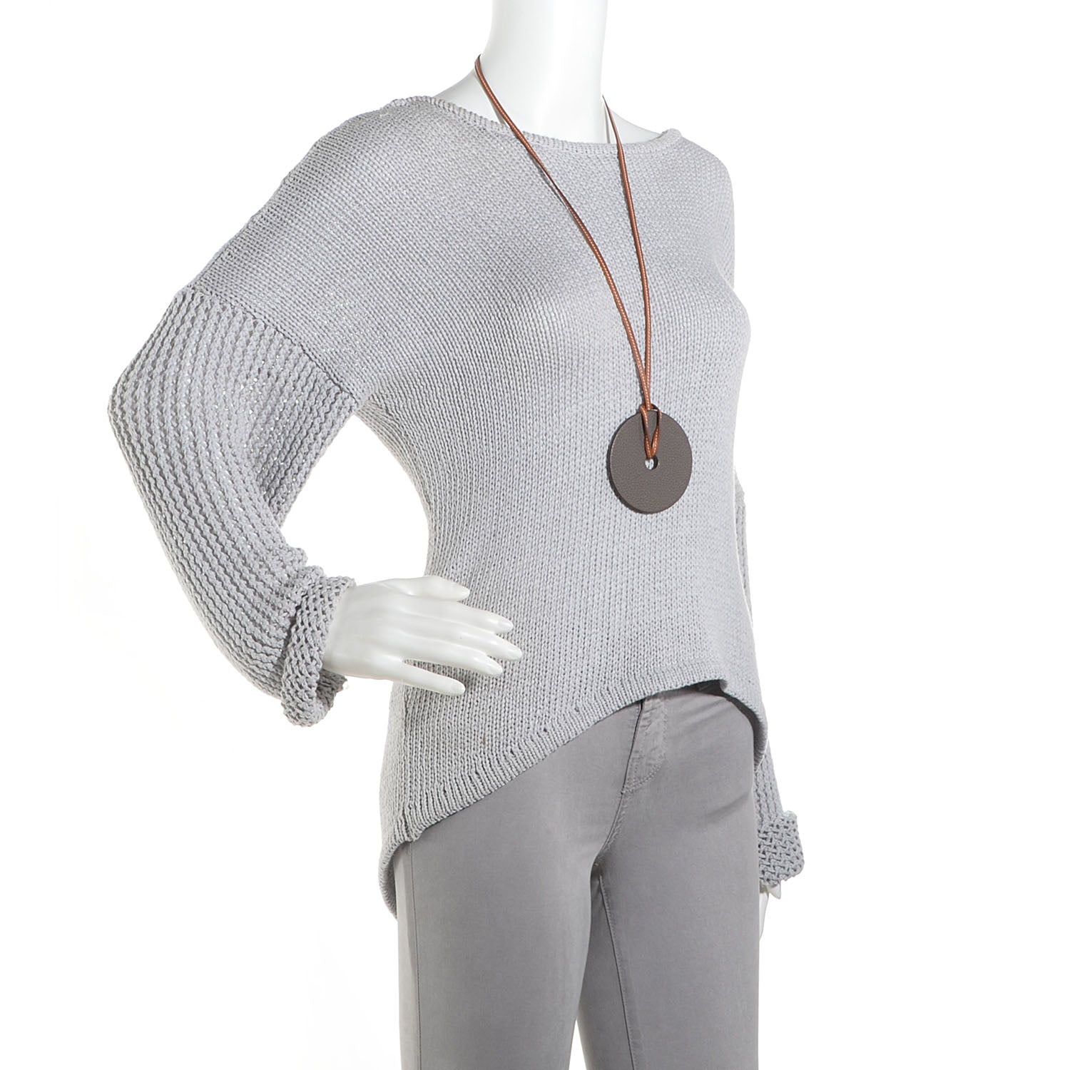 Hermes Togo Epsom Rond GM Petit H Necklace Etain Bleu Paon 2 of 5