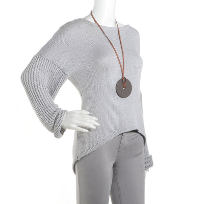 Hermes Togo Epsom Rond GM Petit H Necklace Etain Bleu Paon 2 of 5