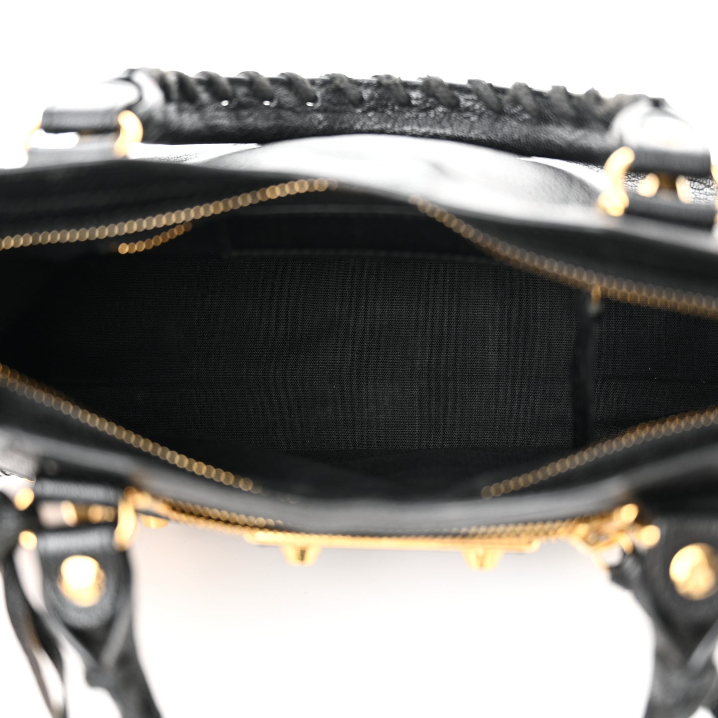 Chevre Gold Metallic Edge Hardware Mini City Black