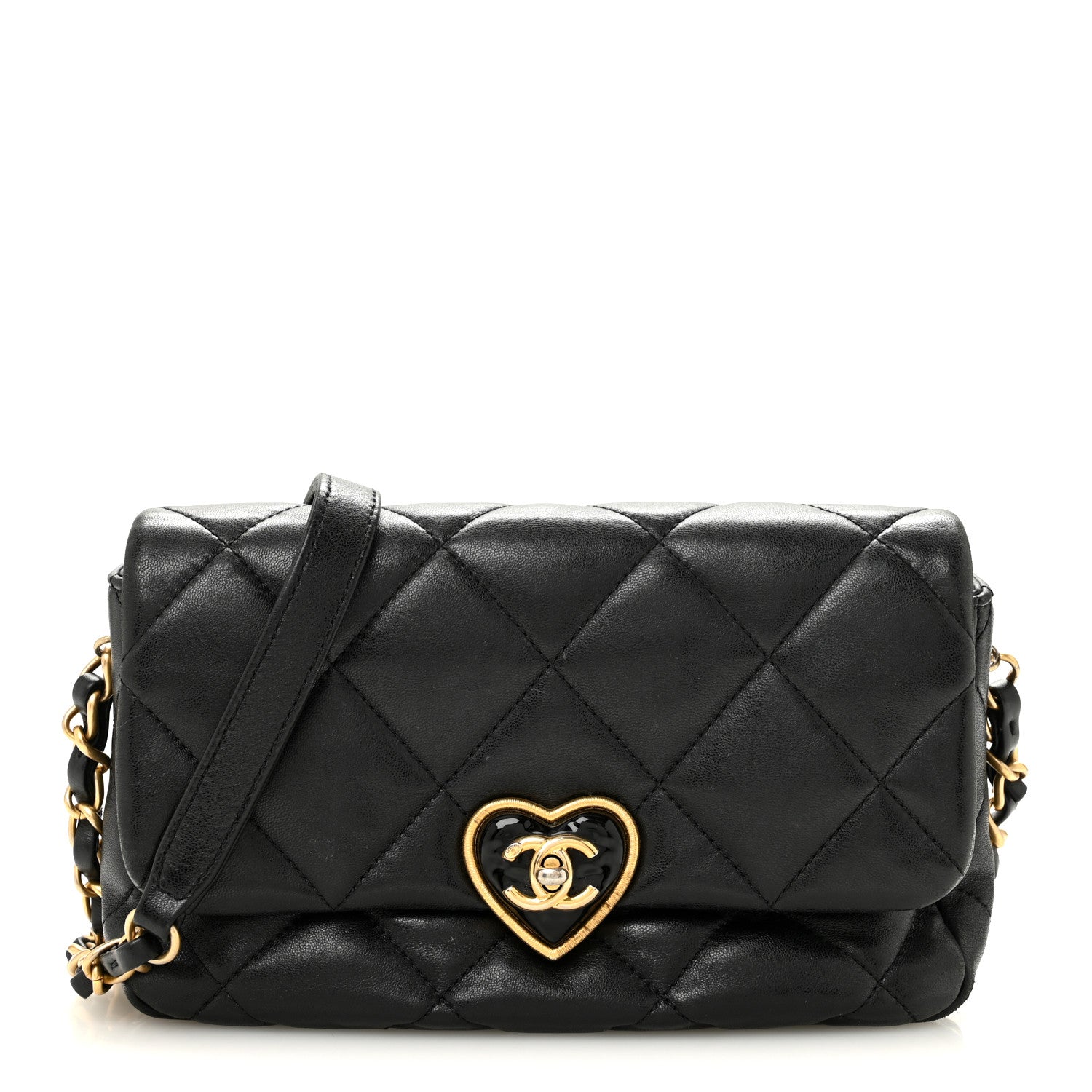 Chanel Lambskin Plexiglass Quilted Coco Love Flap Black 1 of 15