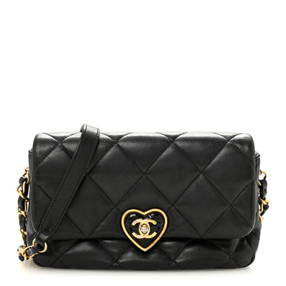 Chanel Lambskin Plexiglass Quilted Coco Love Flap Black 1 of 15