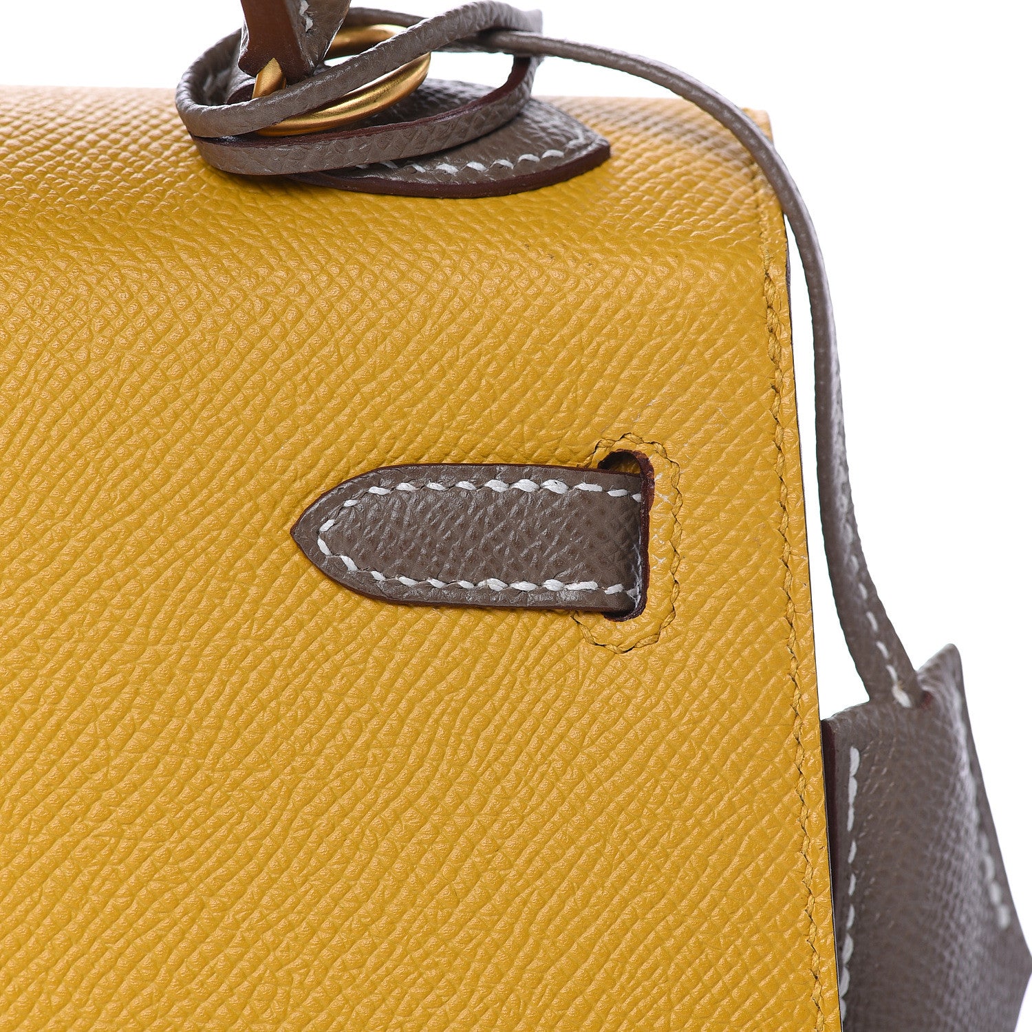 Hermes Epsom Horseshoe Kelly Sellier 25 Jaune Ambre Etoupe 15 of 34