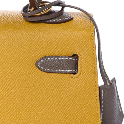 Hermes Epsom Horseshoe Kelly Sellier 25 Jaune Ambre Etoupe 15 of 34