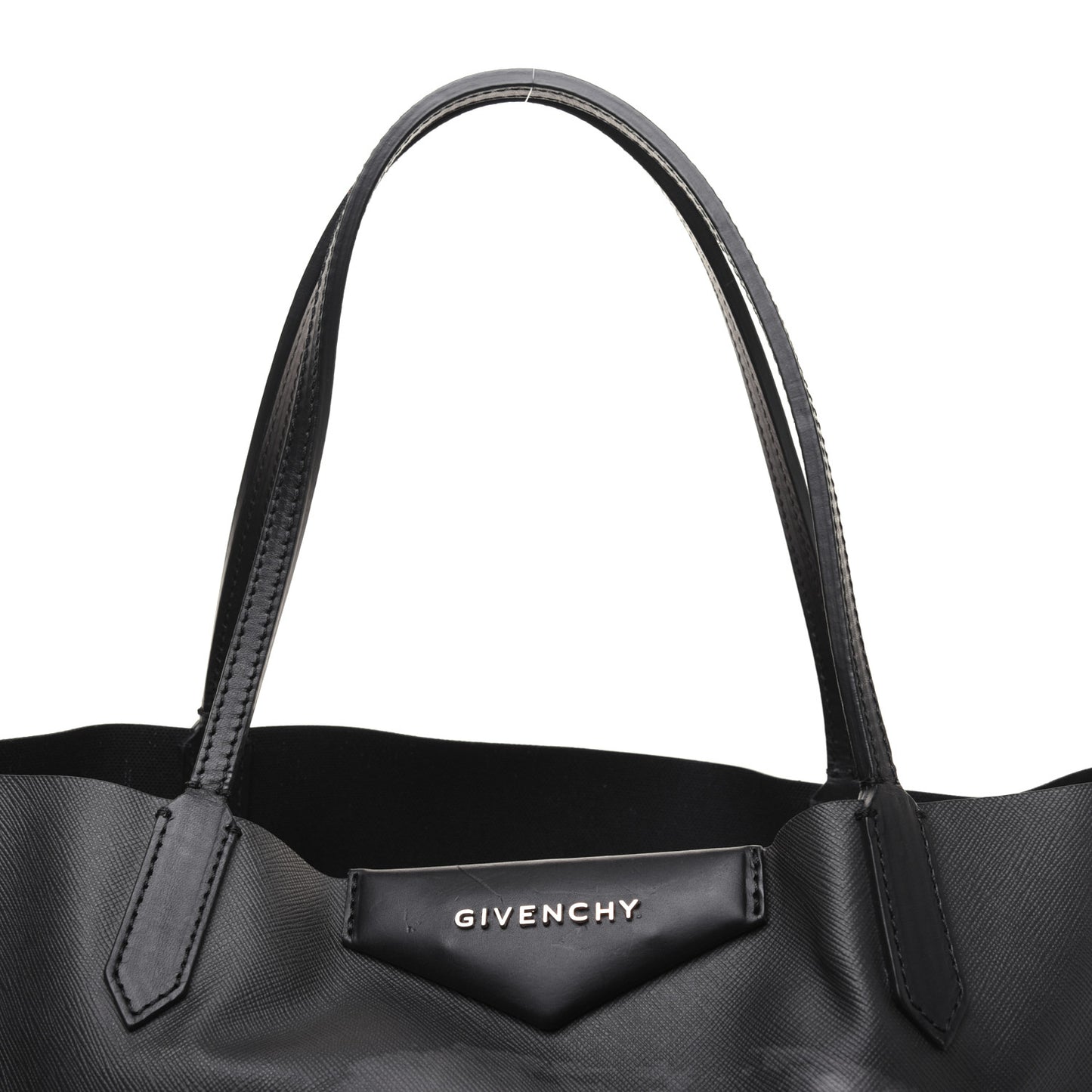 Textured Coated Canvas Rottweiler Print Medium Antigona Tote Black