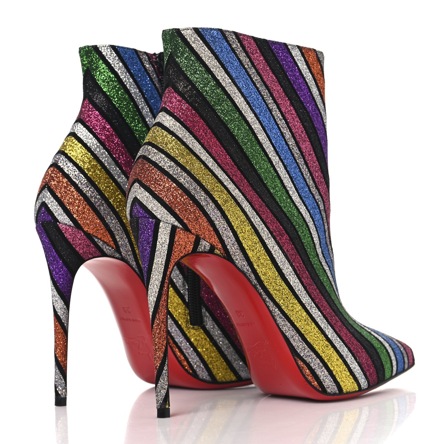 Christian Louboutin Suede Stripyglitter So Kate Booty 100 Ankle Boots 38 Multi 5 of 8