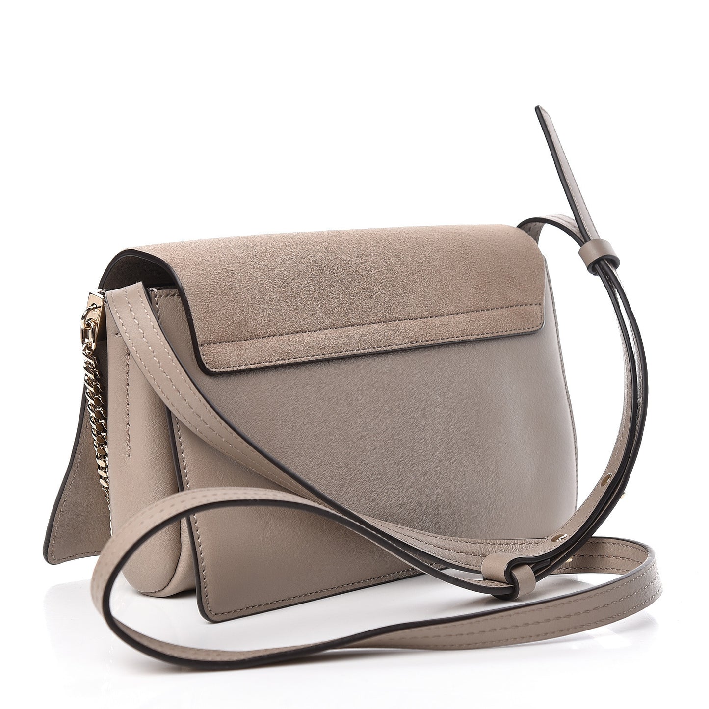 Suede Calfskin Small Faye Shoulder Bag Motty Grey