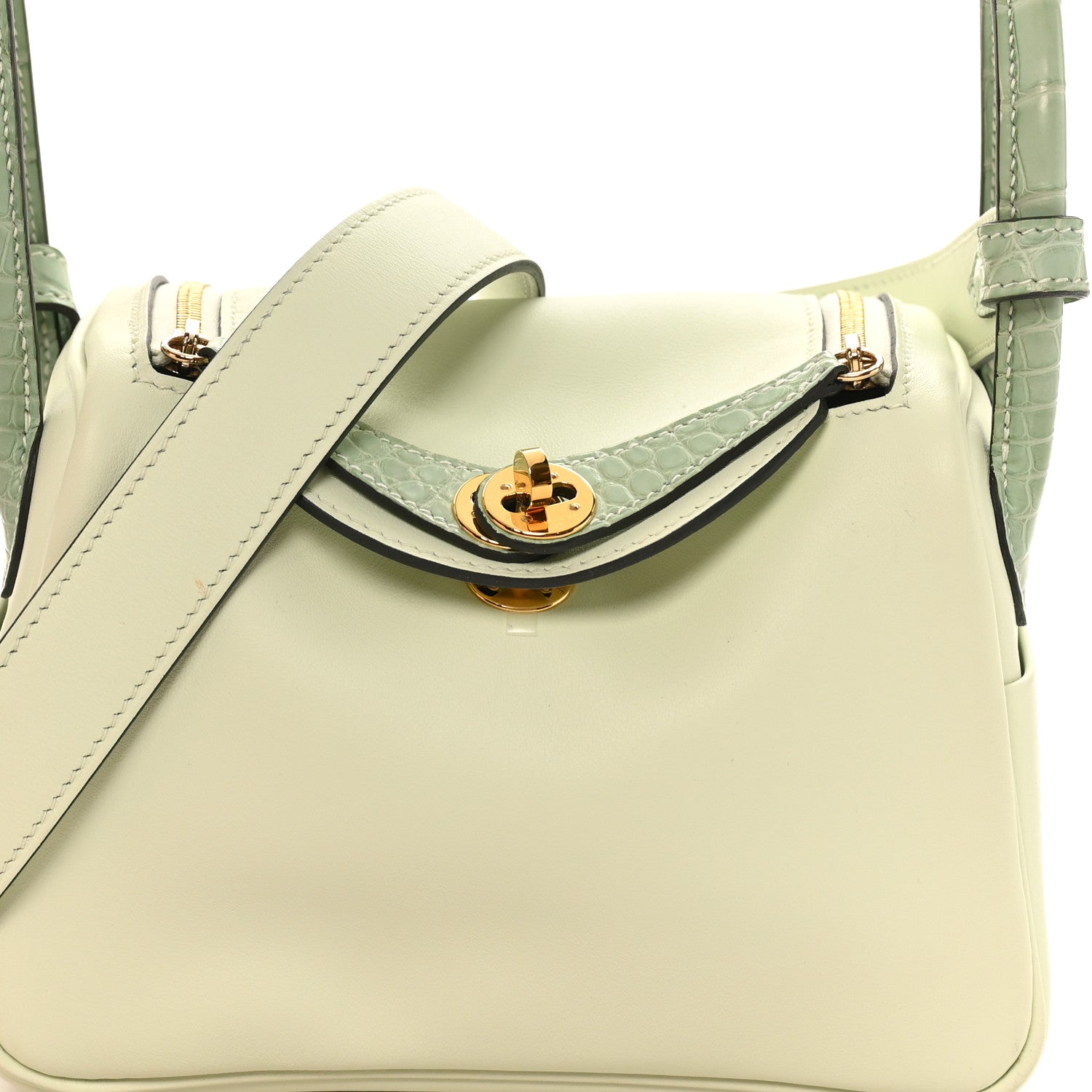 Hermes Matte Alligator Swift Verso Mini Touch Lindy 20 Vert Fizz