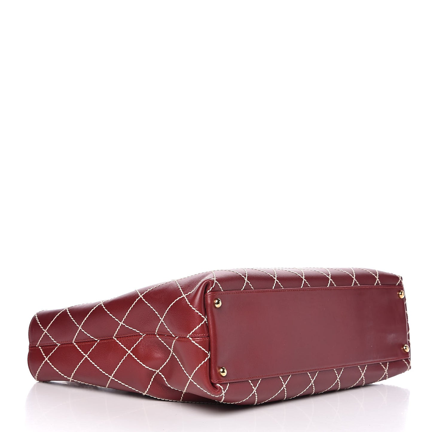 Calfskin Wild Stitch Large Tote Burgundy