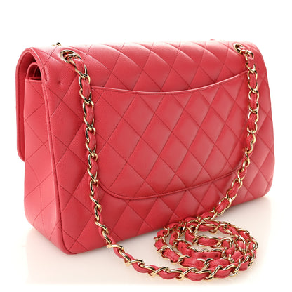 Chanel Caviar Quilted Jumbo Double Flap Dark Pink 3 of 10