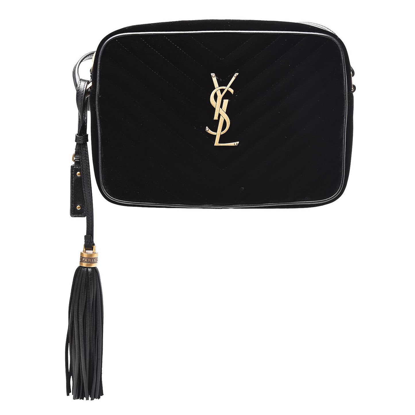 Velvet Matelasse Monogram Lou Camera Bag Black