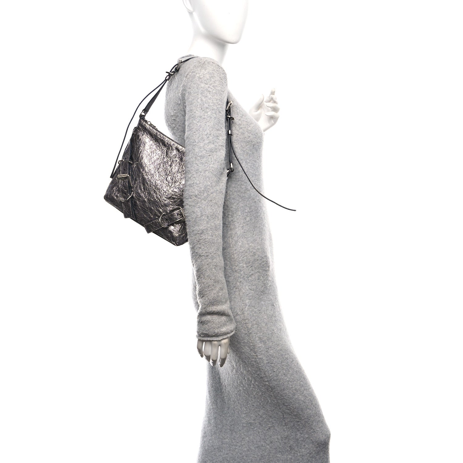 Givenchy Metallic Calfskin Small Voyou Bag Silver 2 of 10