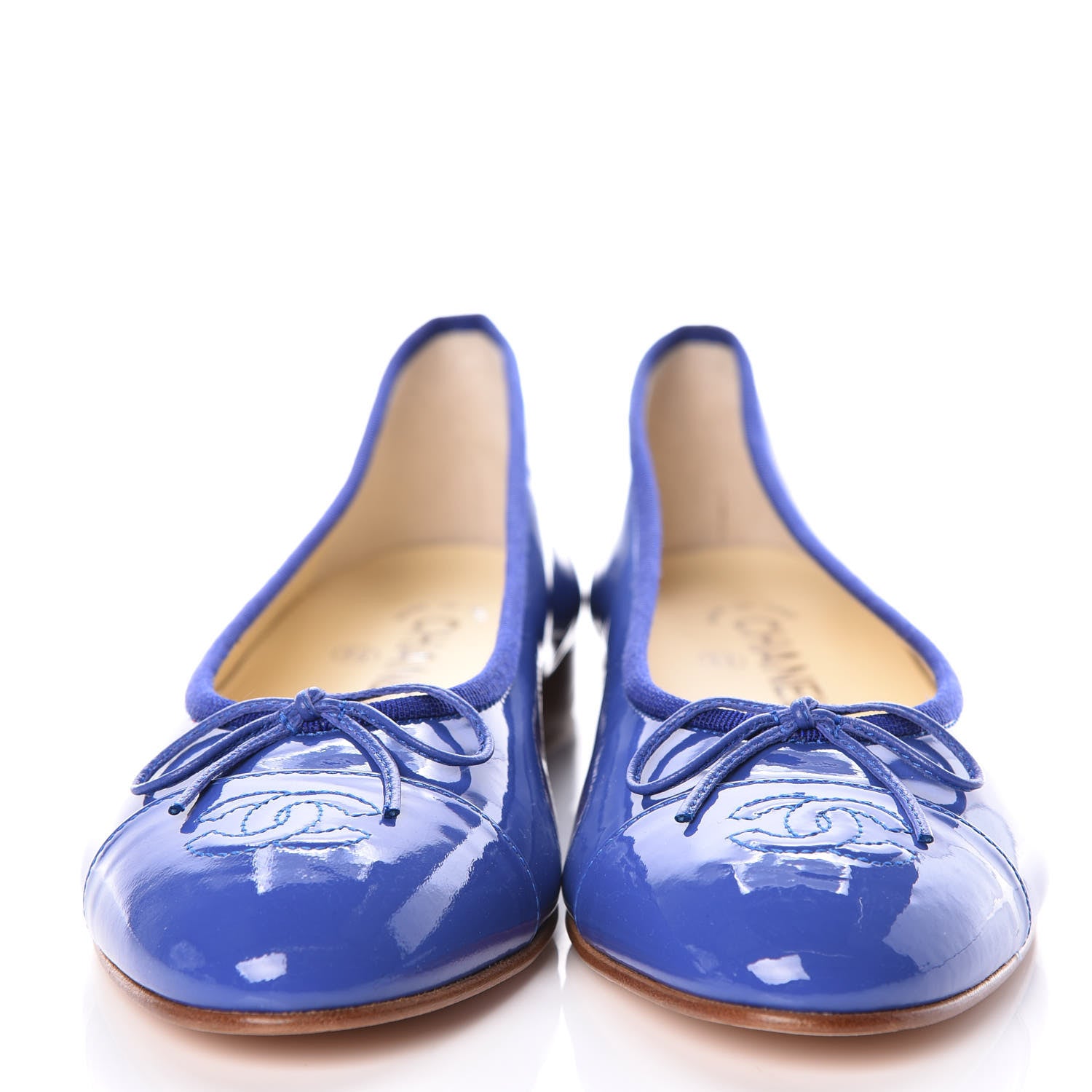 Chanel Patent Calfskin CC Cap Toe Ballerina Flats 39 Blue 2 of 9