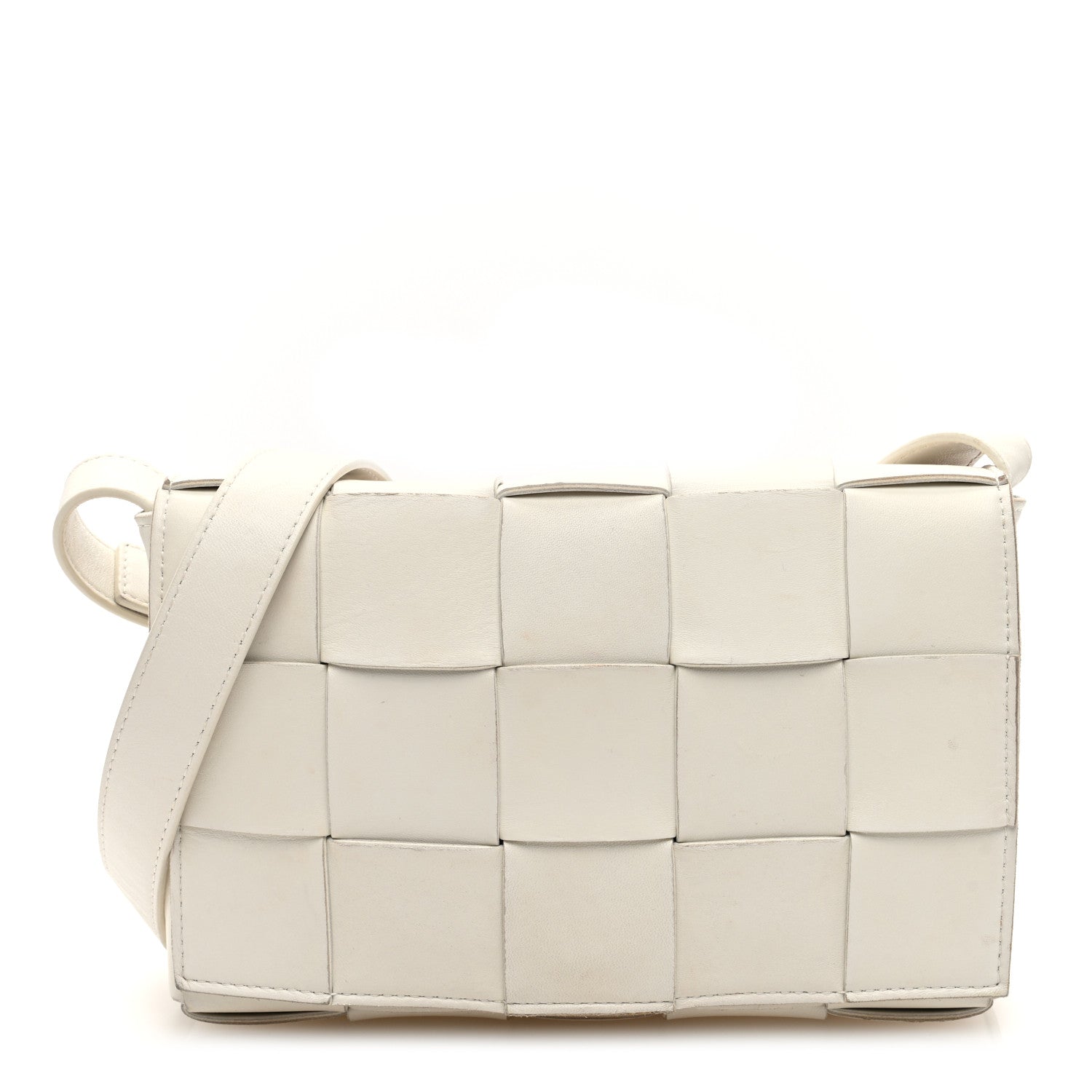 Bottega Veneta Lambskin Maxi Intrecciato Cassette Crossbody Bag White 1 of 9
