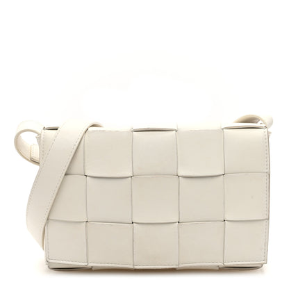 Bottega Veneta Lambskin Maxi Intrecciato Cassette Crossbody Bag White 1 of 9