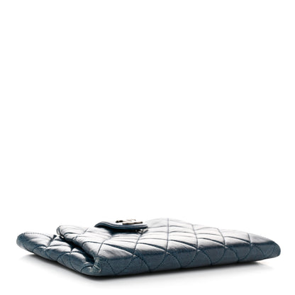 Chanel Glazed Calfskin Quilted Coco Pleats Chain Clutch Blue 4 of 11