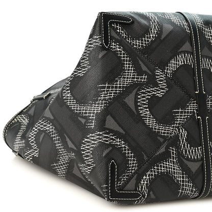 Burberry E-Canvas Calfskin Monogram TB Beach Tote  Graphite 10 of 11