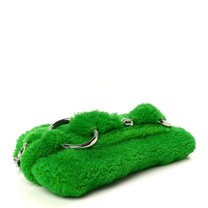 Gucci Merino Wool Medium Maxi Horsebit Chain Shoulder Bag Green 4 of 9
