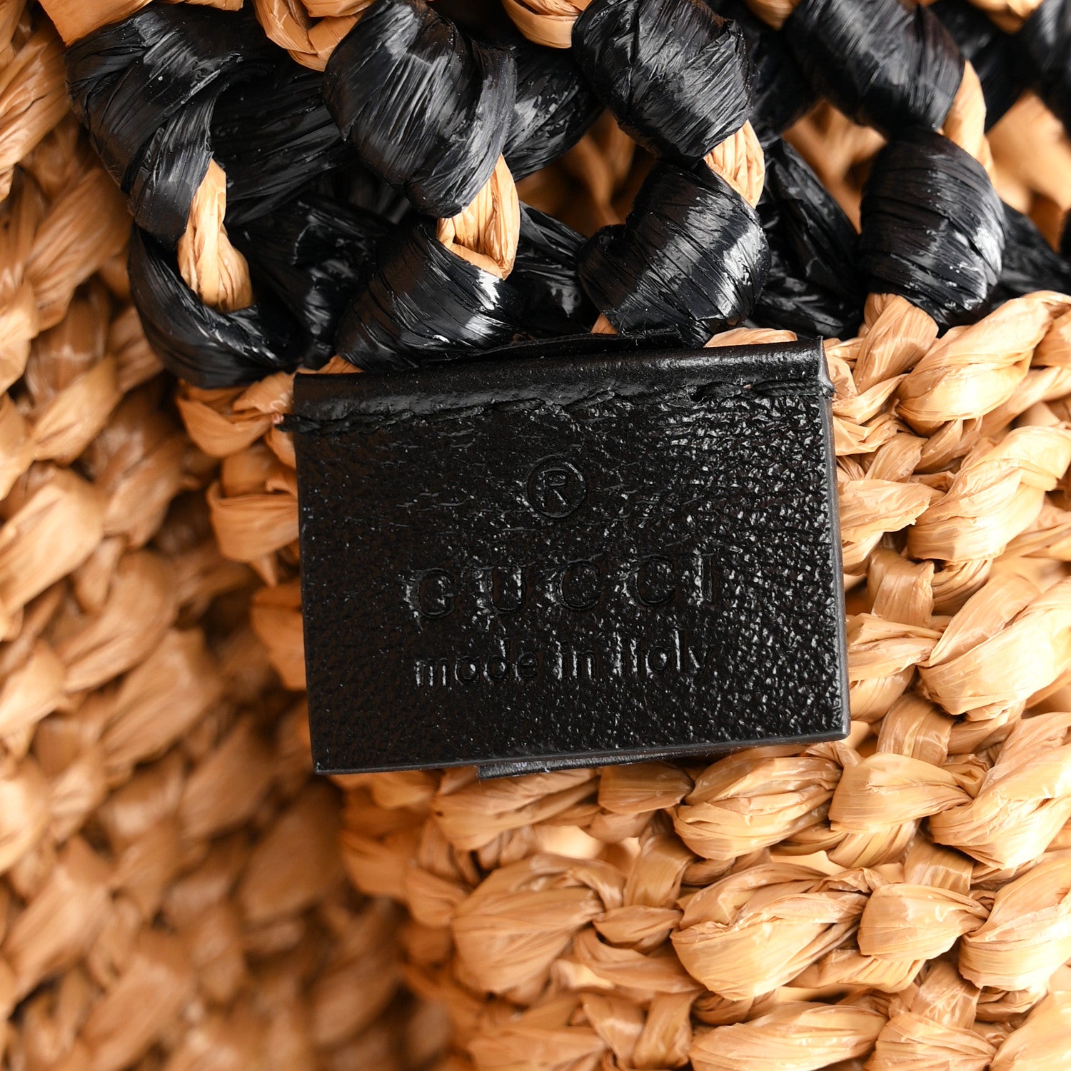Gucci Raffia Effect Large GG Marmont Shoulder Tote Bag Natural Black 6 of 10
