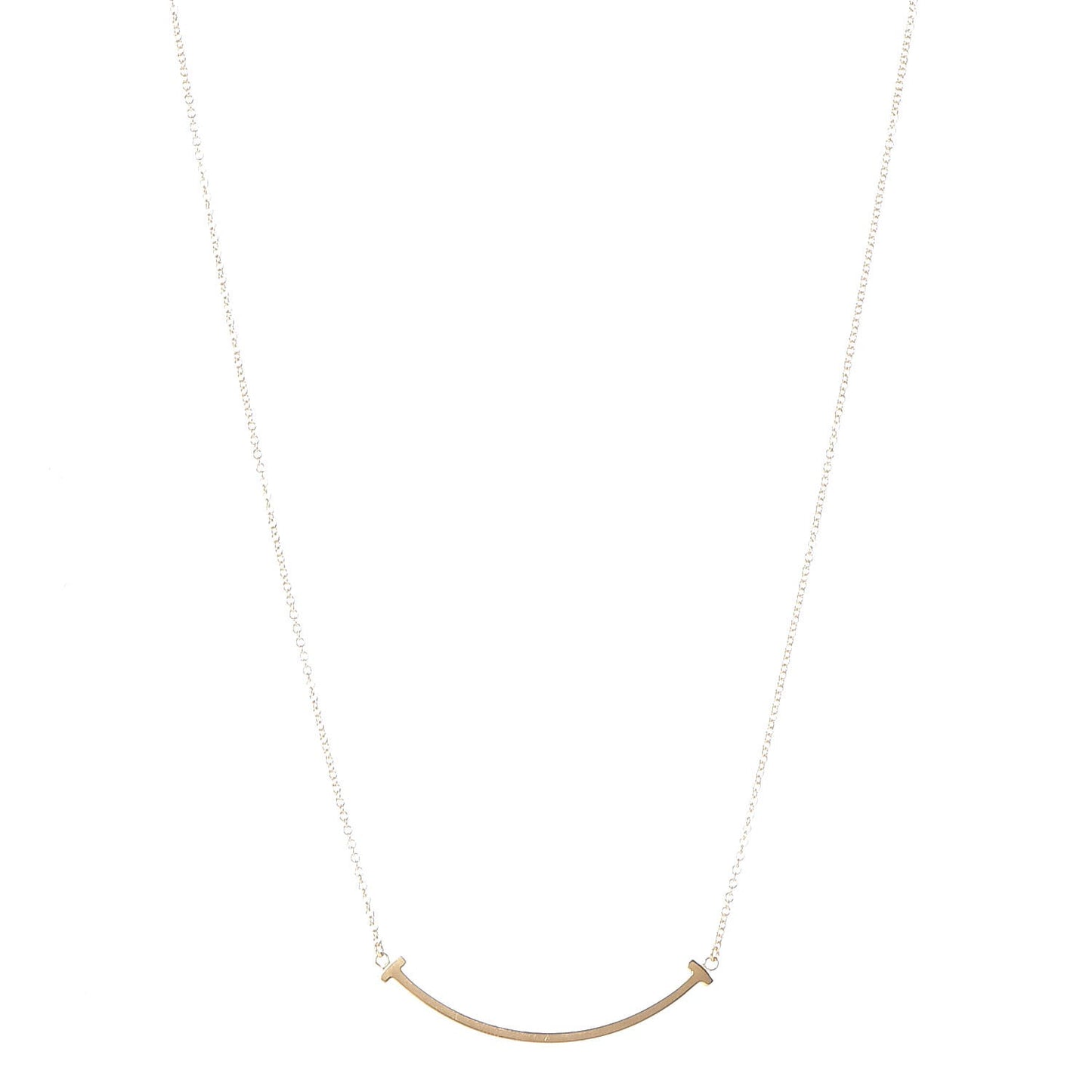 18K Yellow Gold Small T Smile Pendant Necklace