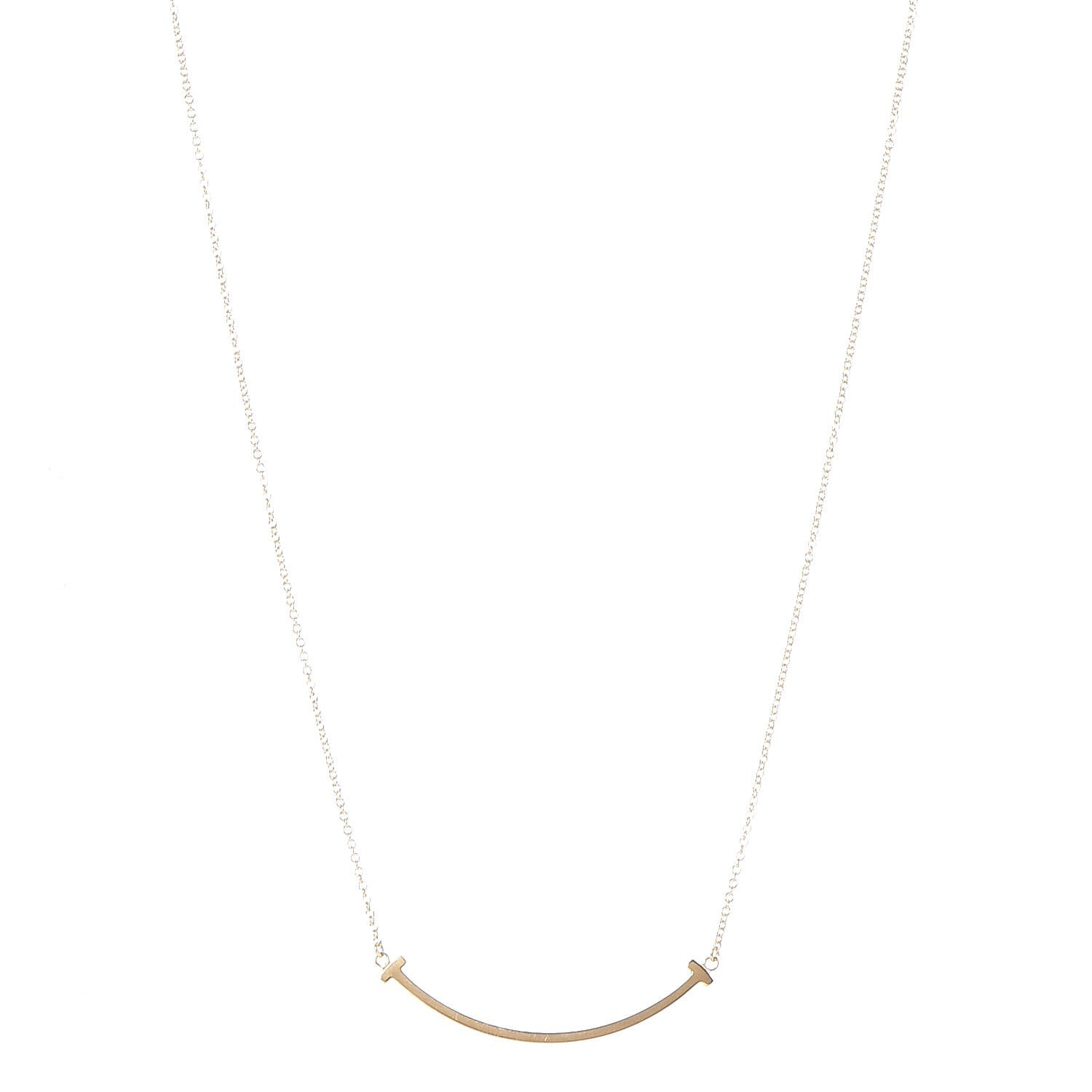 Tiffany 18K Yellow Gold Small T Smile Pendant Necklace 1 of 7