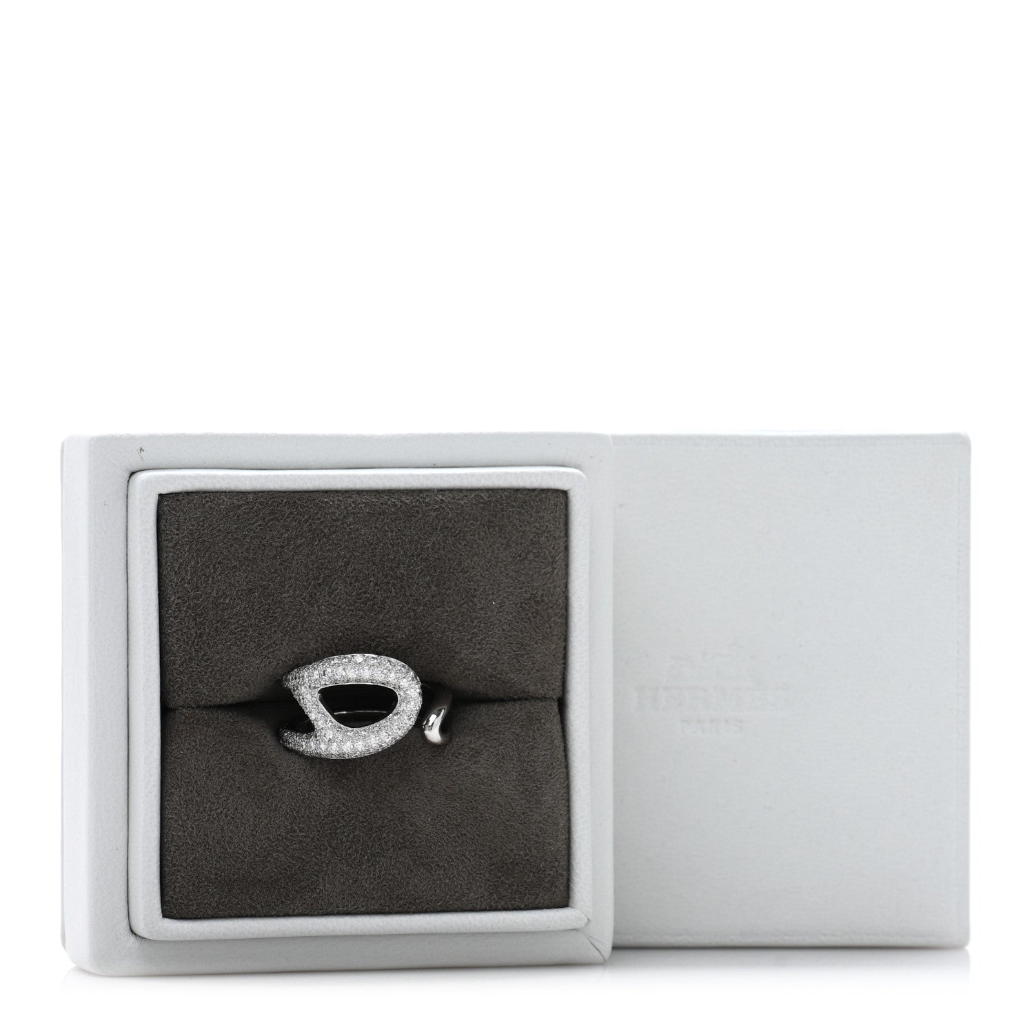 Hermes 18K White Gold Diamond Chaine d'Ancre Punk Ring 52 6 5 of 5
