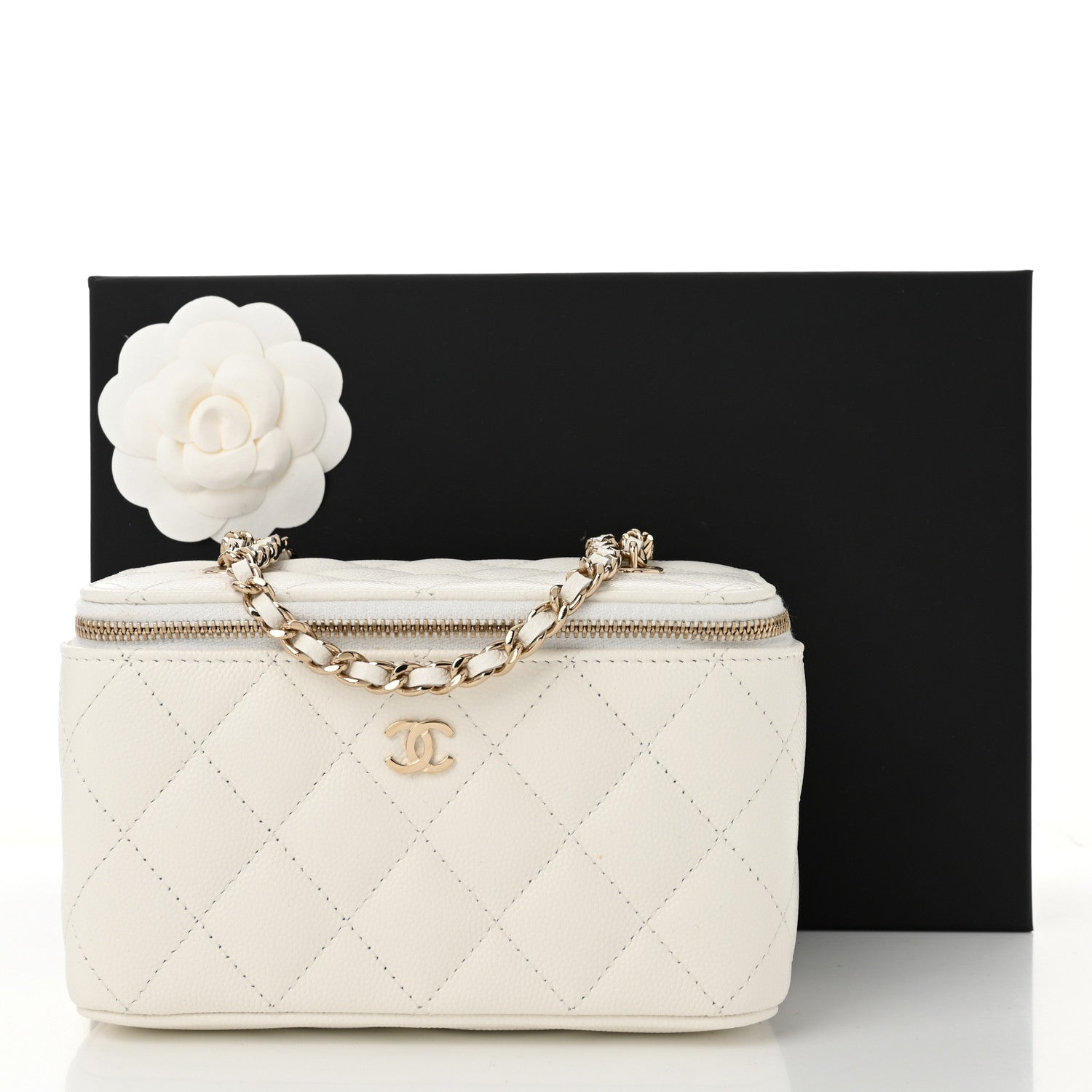 Chanel Caviar Quilted Small Vanity Case With Chain White 12 of 12