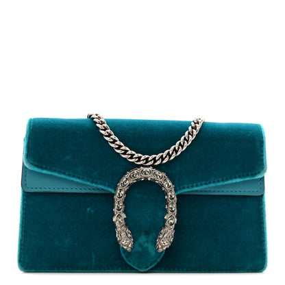 Gucci Velvet Super Mini Dionysus Shoulder Bag Pavone Cyan 1 of 11