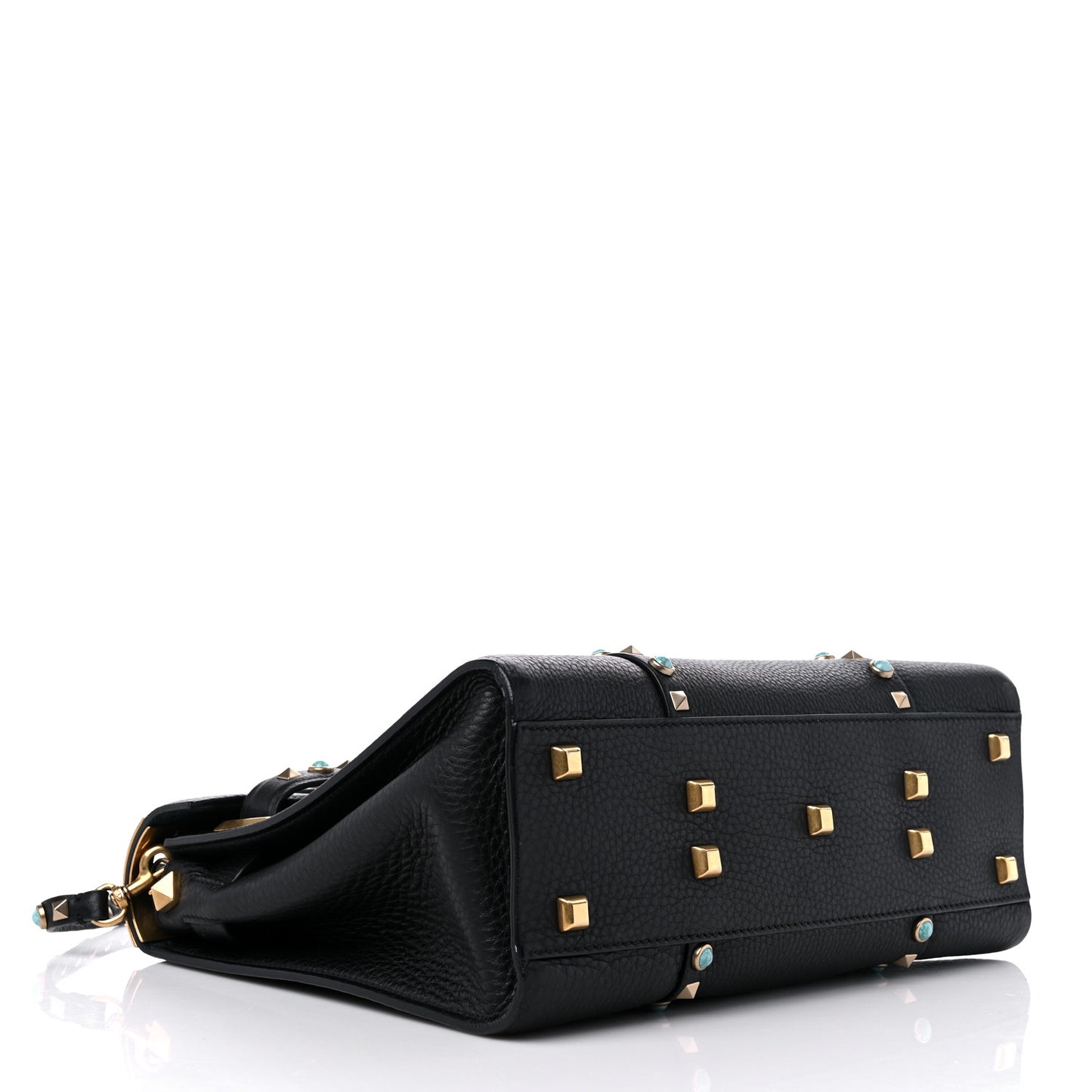 Alce Calfskin My Rockstud Rolling Frame Bag Black