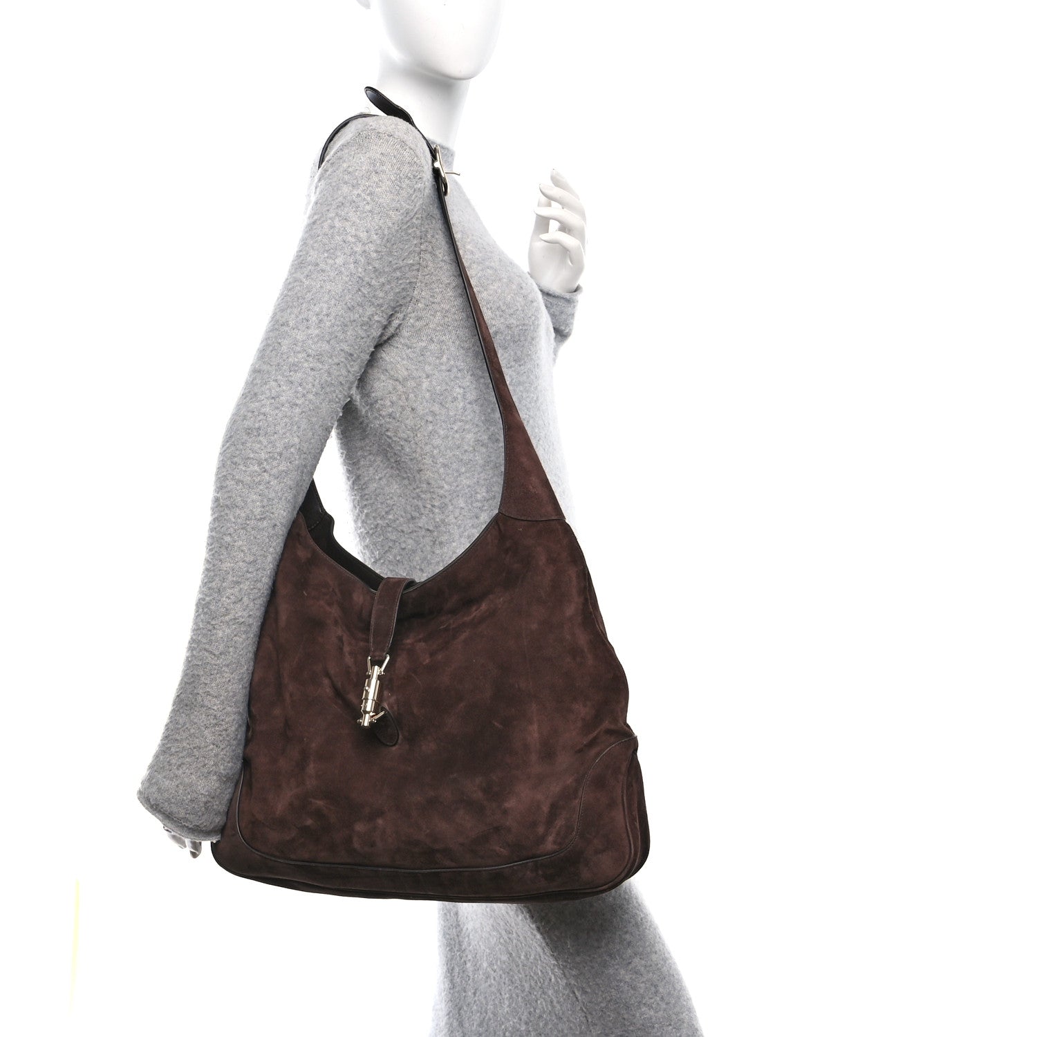 Gucci Suede Jackie 1961 Giorno Shoulder Bag Dark Brown 2 of 10