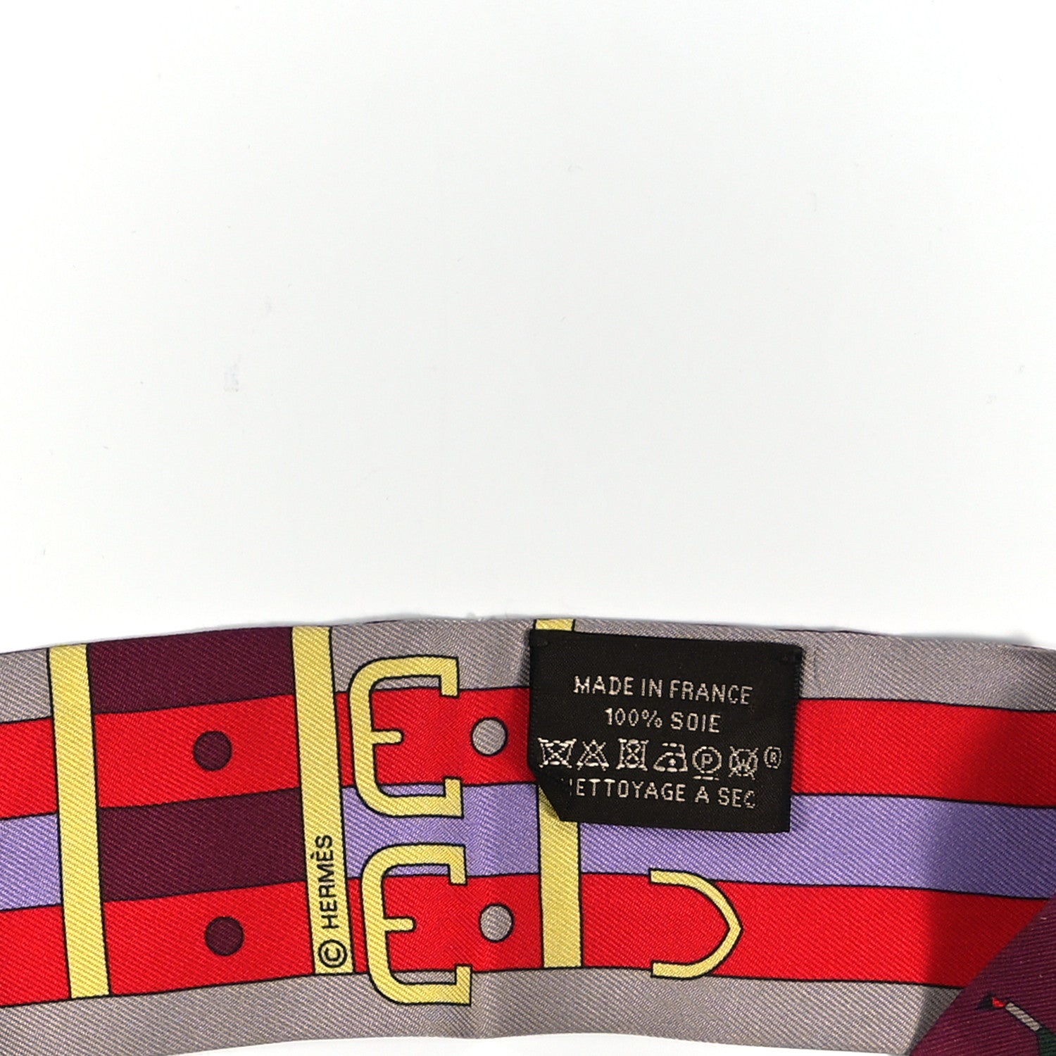 Hermes Silk Rocabar Twilly Bordeaux Vert Rouge 3 of 3