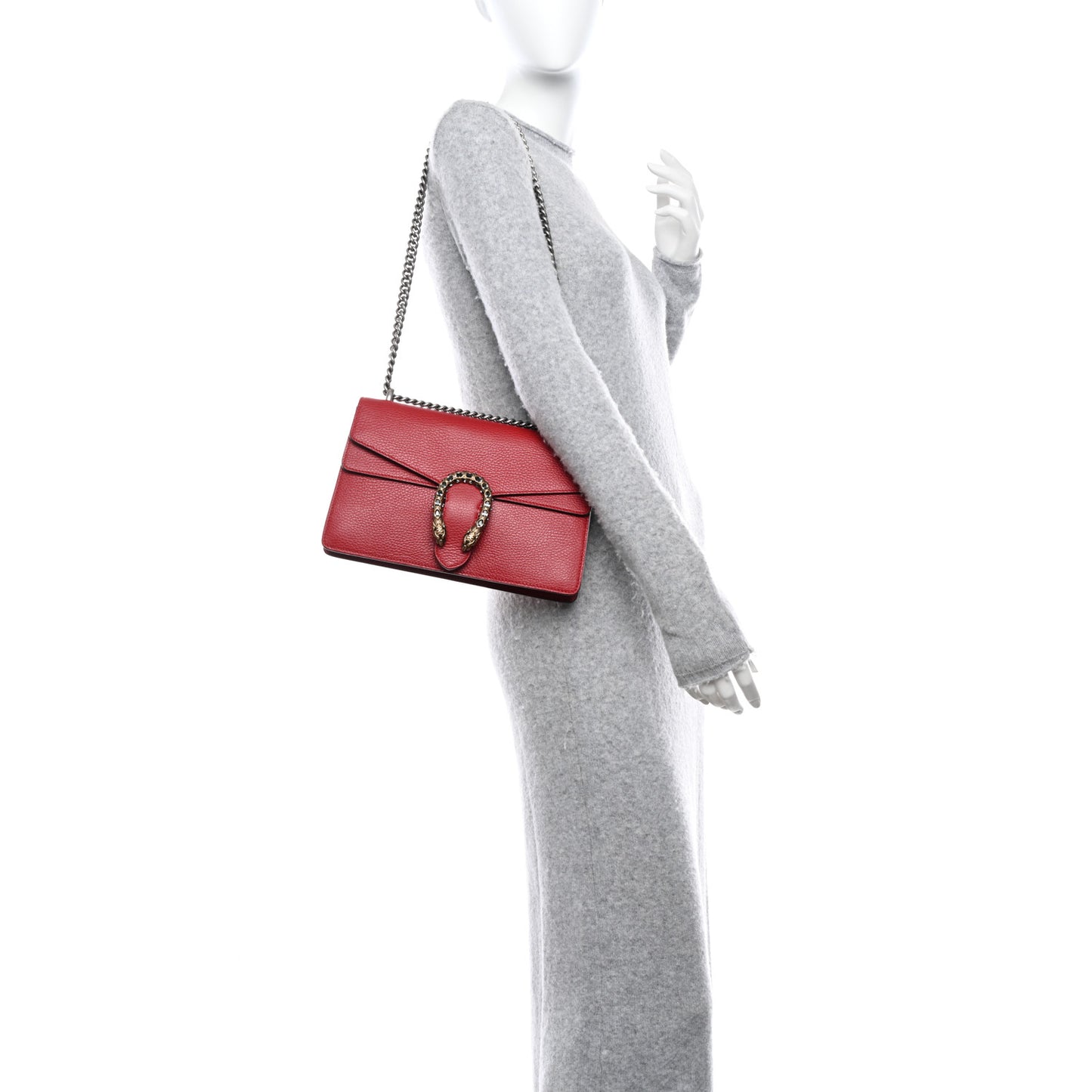 Dollar Calfskin Swarovski Crystal Small Dionysus Shoulder Bag Hibiscus Red