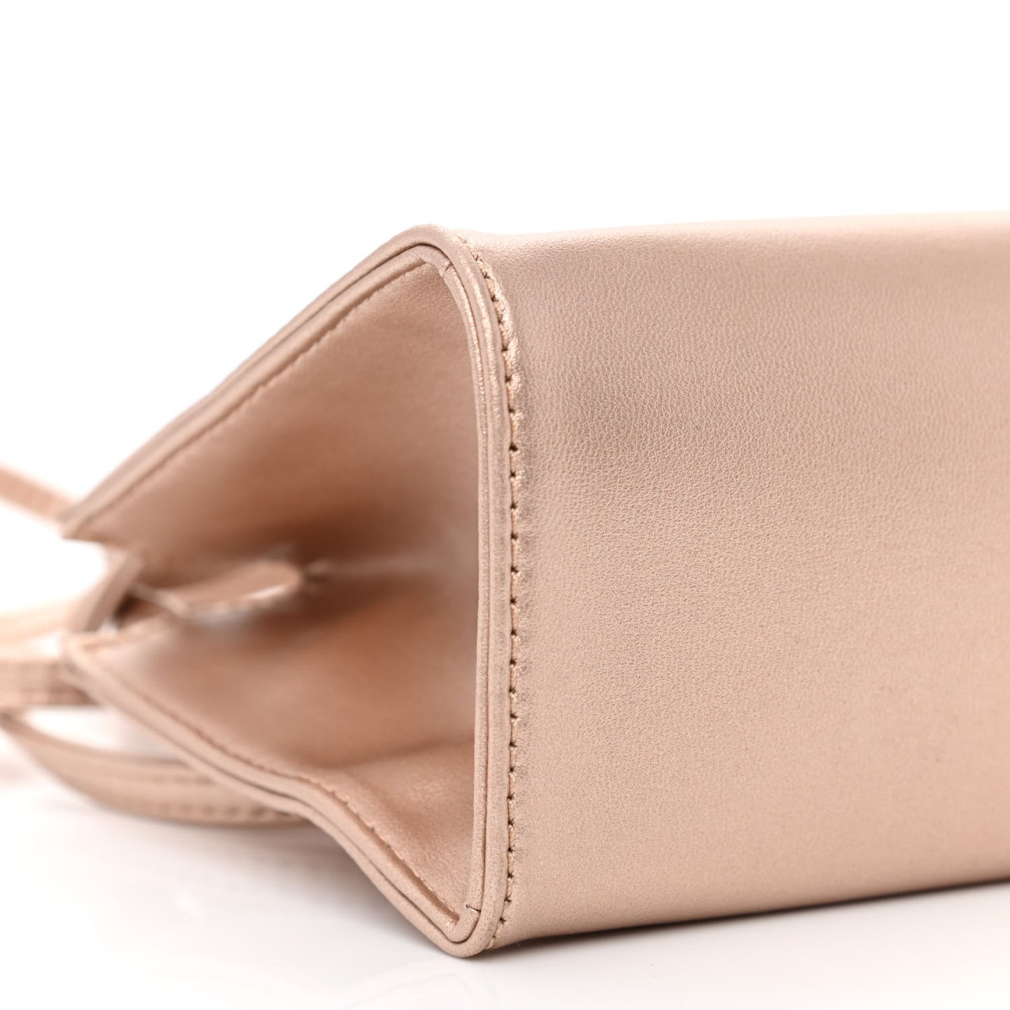 Metallic Vegan Leather Small Shopping Bag Copper