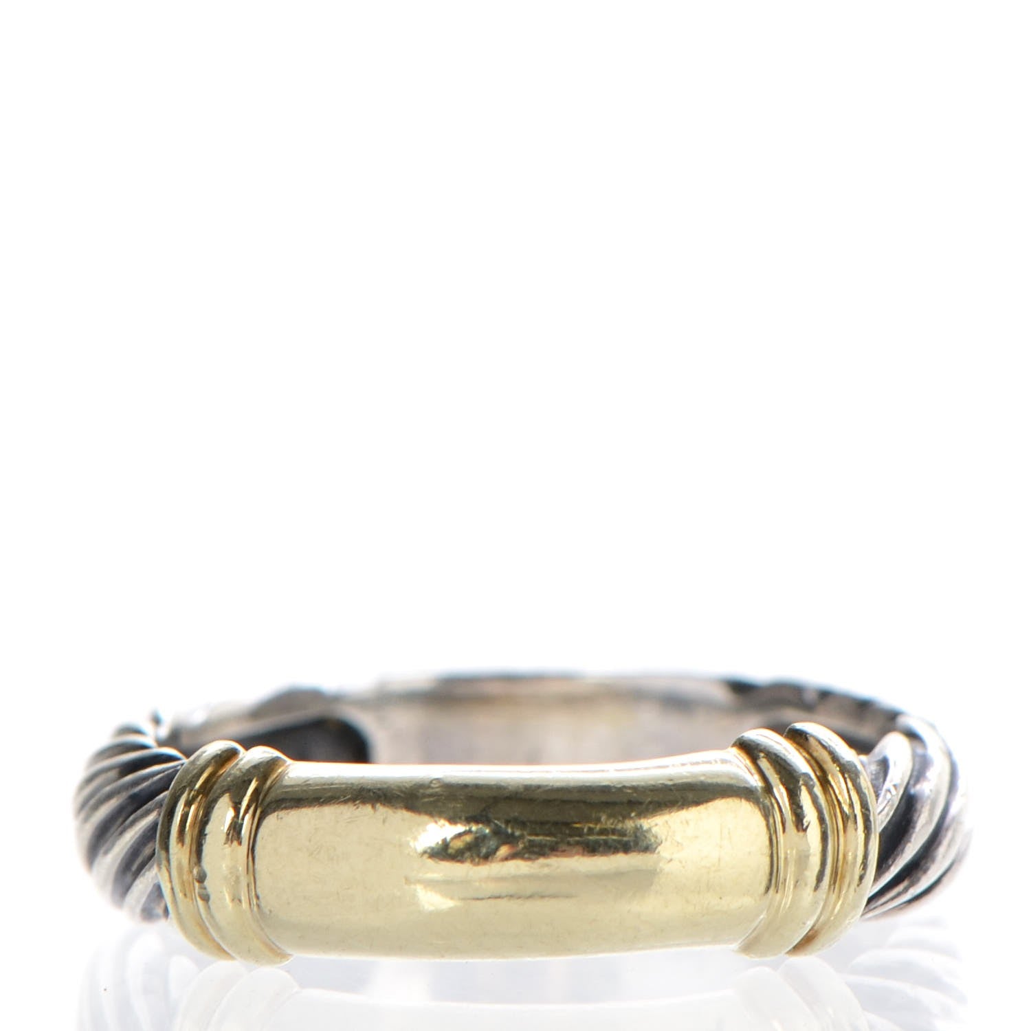 David Yurman Sterling Silver 14K Yellow Gold Metro Cable Ring 53 6.25 1 of 5
