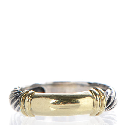 David Yurman Sterling Silver 14K Yellow Gold Metro Cable Ring 53 6.25 1 of 5