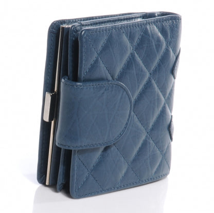 Chanel Aged Calfskin Cambon Compact Wallet Blue 3 of 8