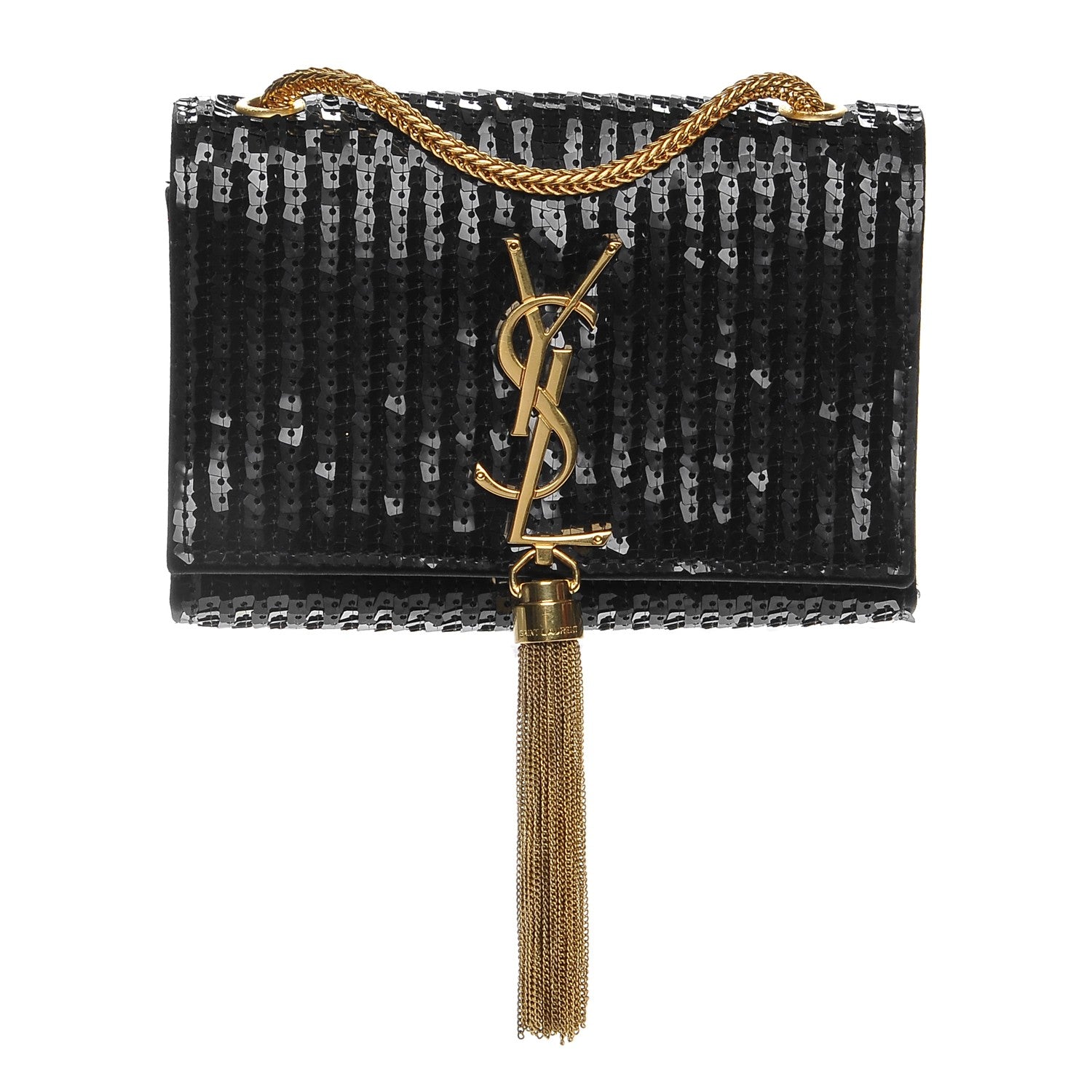 Saint Laurent Sequin Small Classic Monogram Kate Tassel Satchel Black 1 of 7