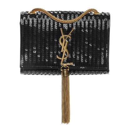Saint Laurent Sequin Small Classic Monogram Kate Tassel Satchel Black 1 of 7