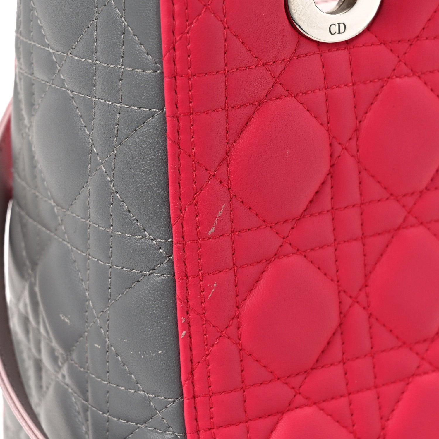Christian Dior Lambskin Cannage Medium Tri-Color Lady Dior Fuchsia 13 of 13