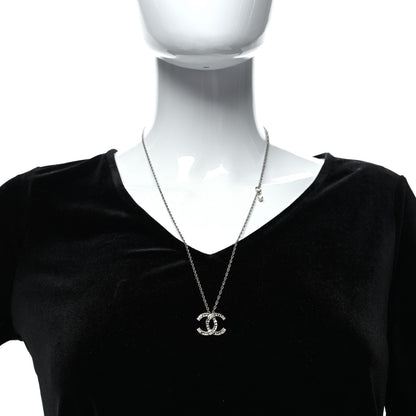 Chanel Crystal CC Pendant Necklace Silver 2 of 6