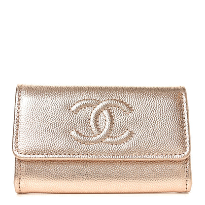 Chanel Metallic Caviar Quilted CC Flap Card Holder Copper 1 of 8