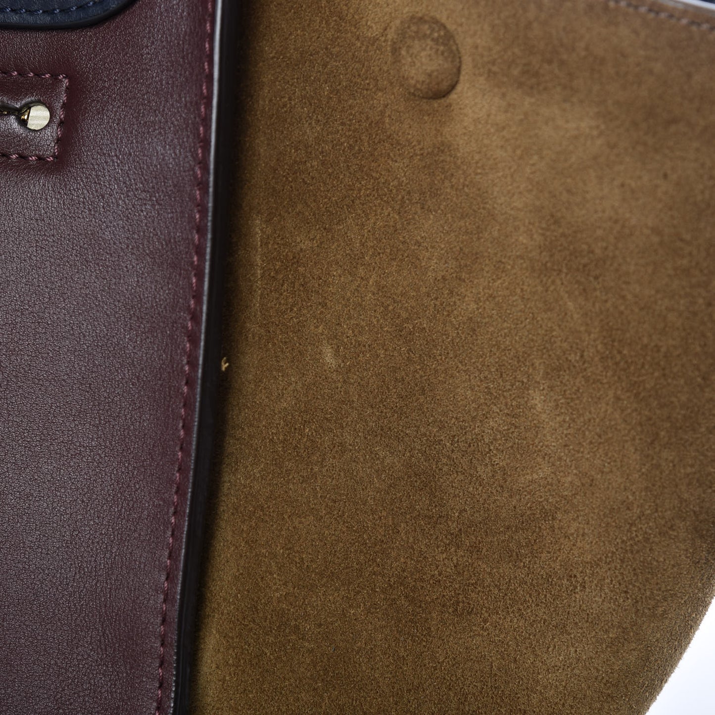 Drummed Calfskin Suede Medium Tri-Color Trapeze Burgundy