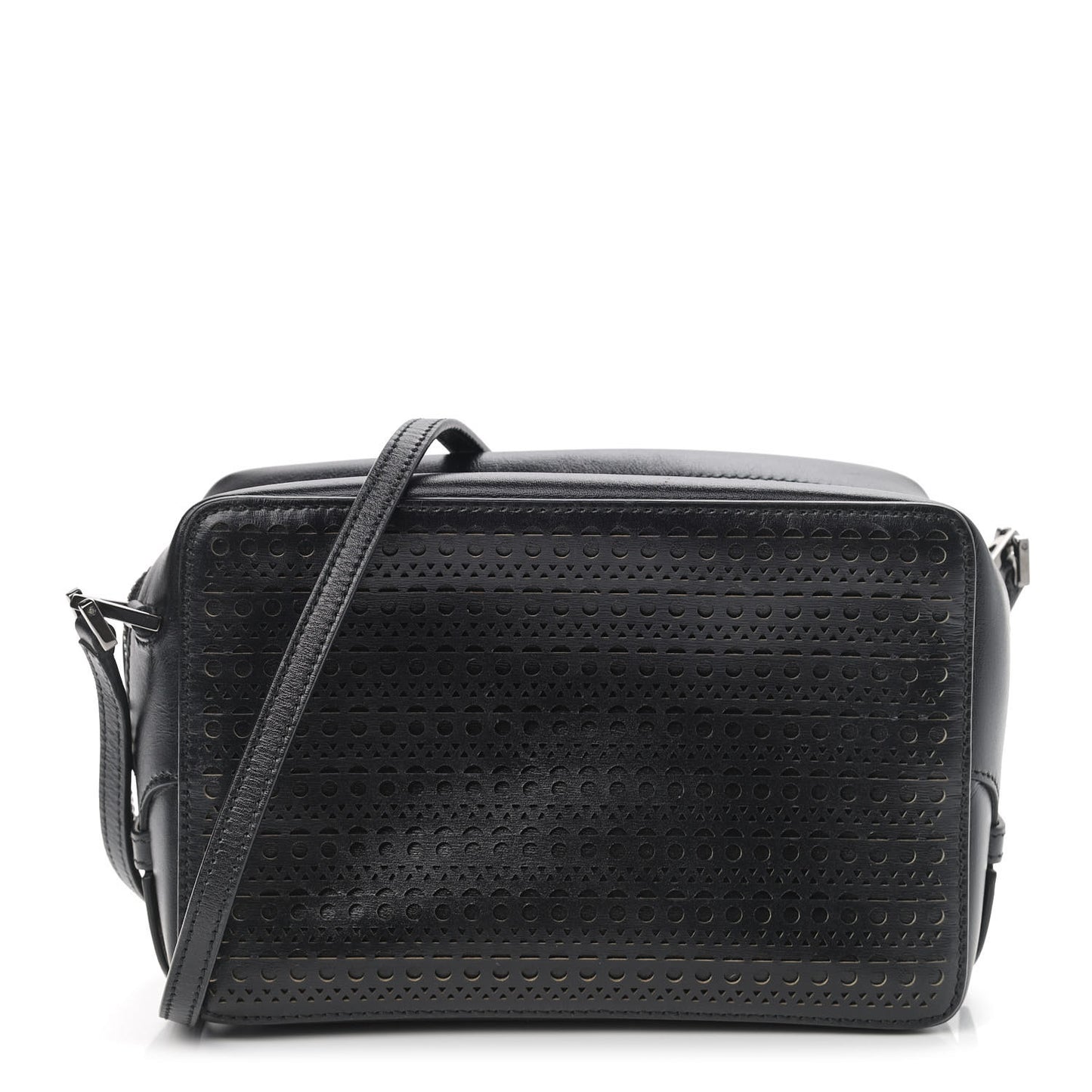 Calfskin Laser Cut Camera Bag Black