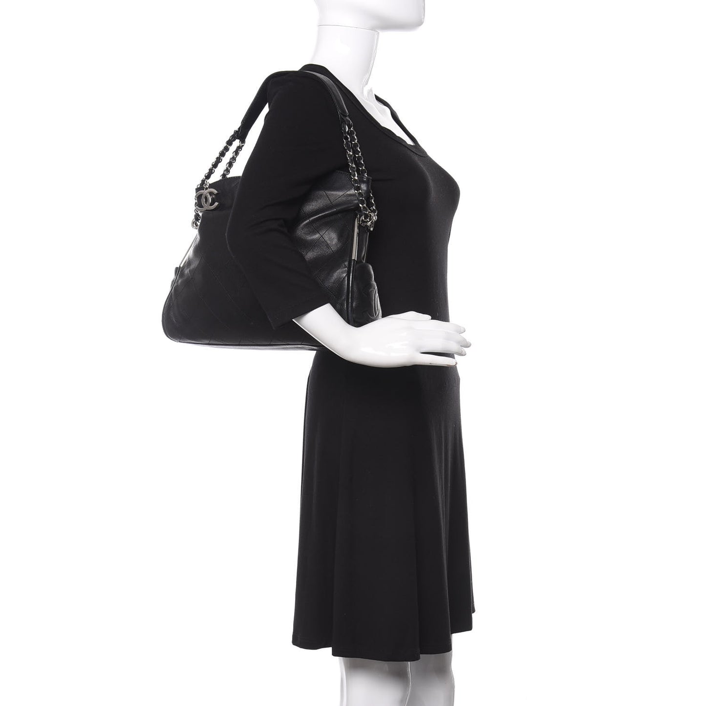 Lambskin Stitched Medium Ultimate Soft Tote Black