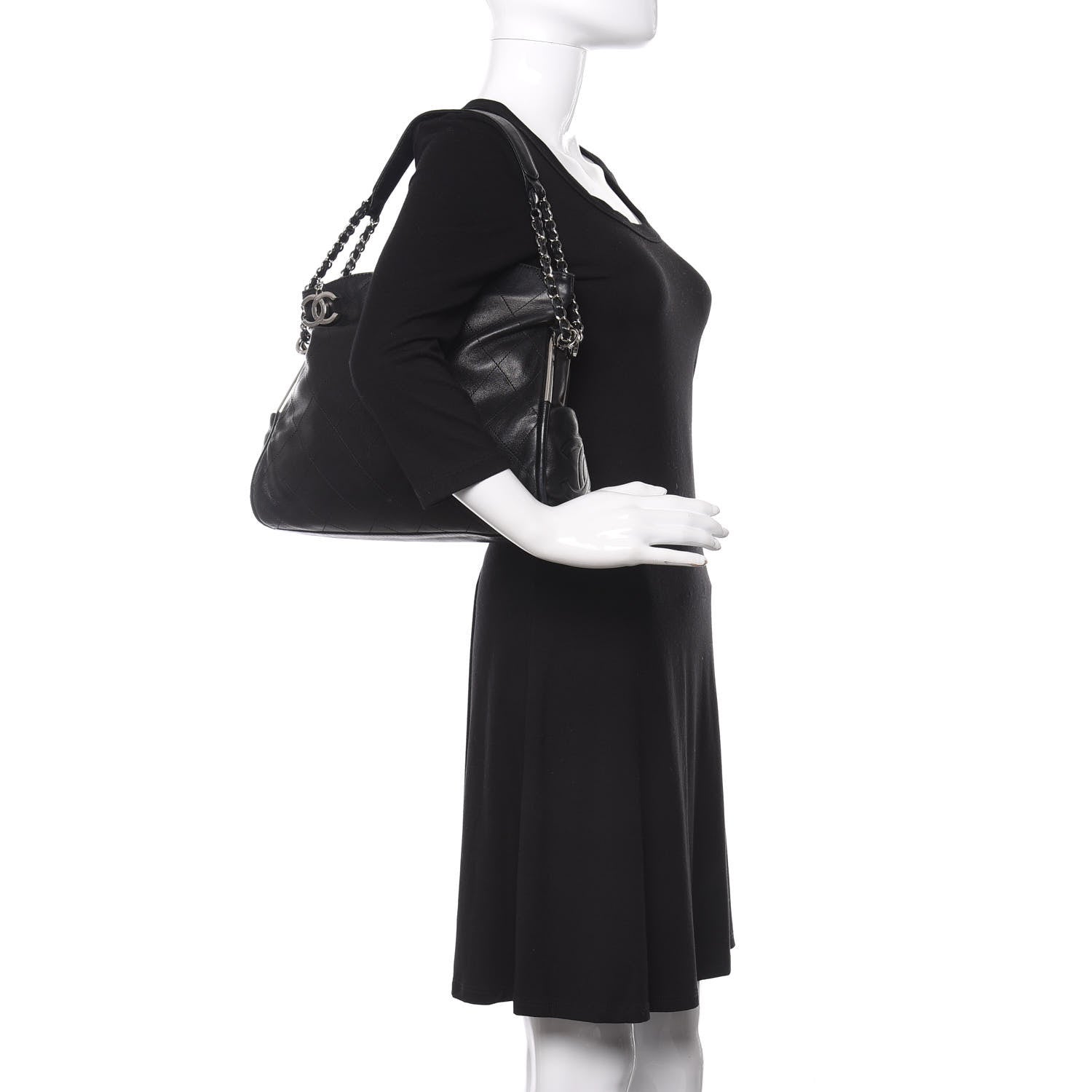 Chanel Lambskin Stitched Medium Ultimate Soft Tote Black 2 of 8
