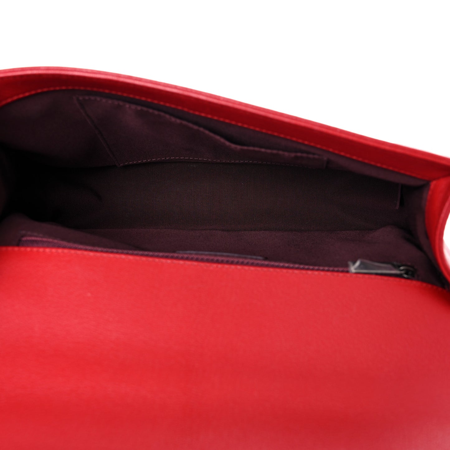 Patent Goatskin Quilted New Medium Boy Flap Red