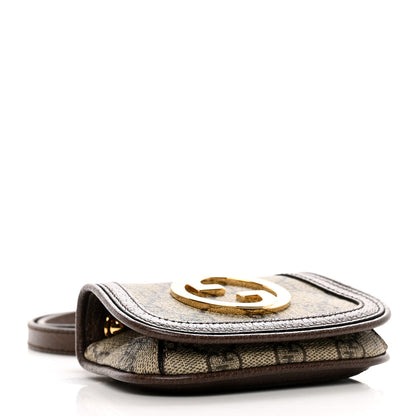 Gucci GG Supreme Monogram Textured Dollar Calfskin Blondie Card Case Wallet with Strap Beige Ebony New Acero 4 of 7