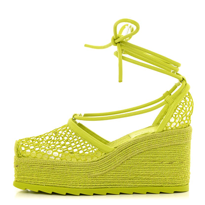Bottega Veneta Mesh Lambskin Sporty Web Stretch Ankle Tie Espadrilles 36 Kiwi 1 of 10