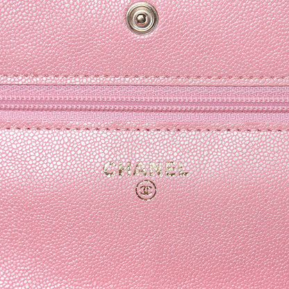 Chanel Iridescent Caviar Quilted Wallet on Chain WOC Rose Pink 6 of 12